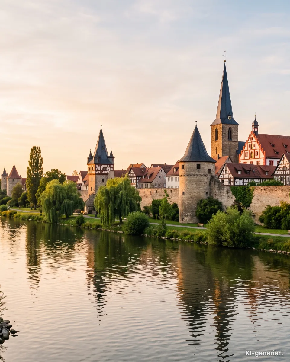 Die Altstadt von Karlstadt am Main, KI-generiertes Bild